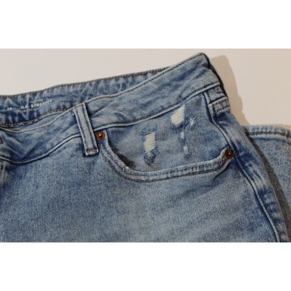 Old Navy O.G. Straight Leg High Rise Lite Wash Blue Jeans Size:20 Distressed - Picture 9 of 16